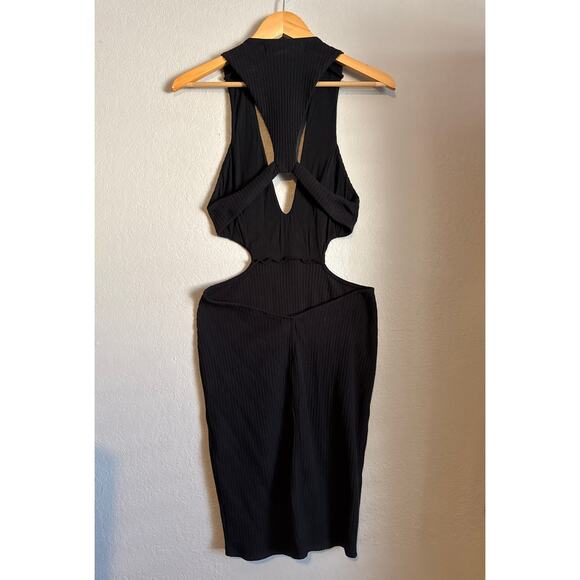 Free People Lost and Found Cut Out Mini Dress Womens Medium Sexy Bodycon Ribbed - Picture 4 of 7